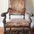 Antique Italian Carved Wood Side Chair, Upholstered Seat & Back 1 thumbnail