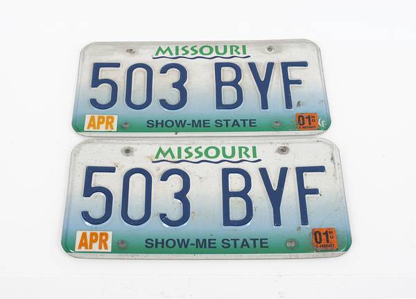 Pair Of Original MISSOURI State License Plates 503-BYF - Standard Size 1