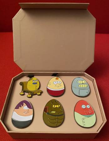 COMIC-CON HULU ANIMAYHEM Futurama Farm Fresh Eggs 6 Pin Set 1
