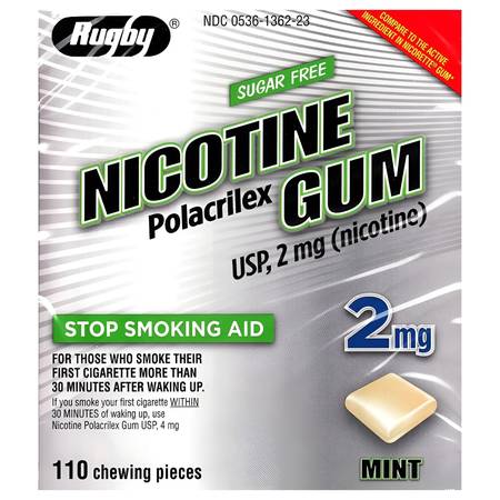 Nicotine Gum - Rugby Polacrilex 2 MG, Mint Flavor 110 pieces SEALED 1