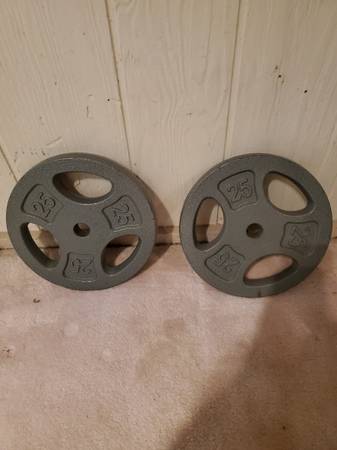 Weight Plates 25 lbs, 1 inch Hole, Cast Iron, NOT PLASTIC 1