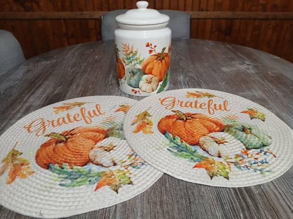 NEW! Grateful 3pc Set - 2 placemats & Jar 1