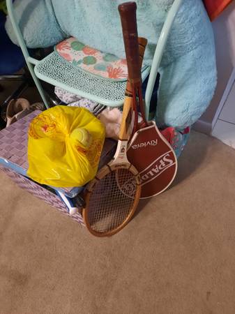 Two tennis rackets and bag of balls 1