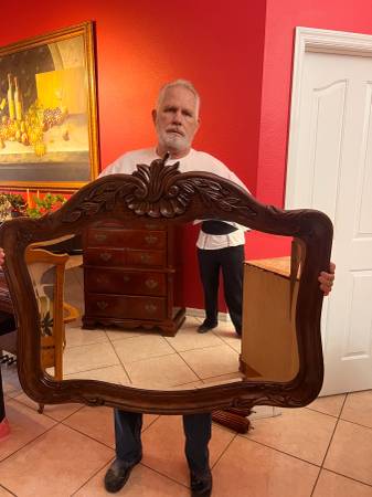 High quality solid wood framed beveled mirror 1