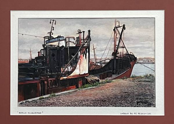 Original Boat Painting by Carlos Alberto Garrandes 1