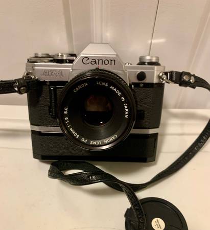 Canon AE-1 Silver 35mm Film Camera With Canon Power Winder - photo