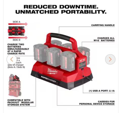 Milwaukee 18 packout 6bay rapid charger 1
