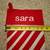 "SARA" Personalized Candy Cane Striped Velvet Christmas Stocking! 3 thumbnail