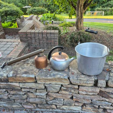 Antique sprayer, milk bucket and tea pot 1