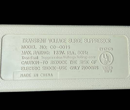 Transient Voltage Surge Suppressor Power Strip Model C0-001S - $8 (Baldwin)63471464804097123