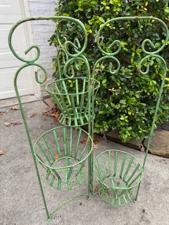 3 Tier Folding Plant Stand Pot Holder Wrought Iron Vintage Garden 1