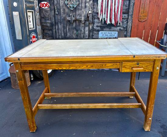 Vintage oak Hamilton drafting Desk 1