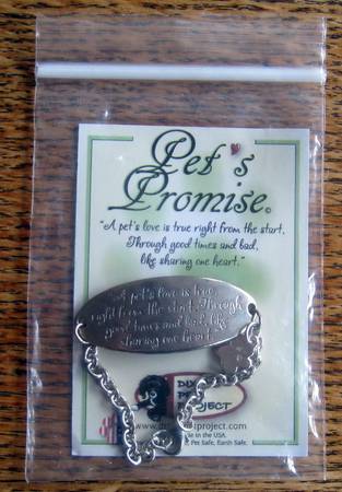 Pet's Promise Silver Bracelet, Engraved, with Paw Print Hanging Charm! 1