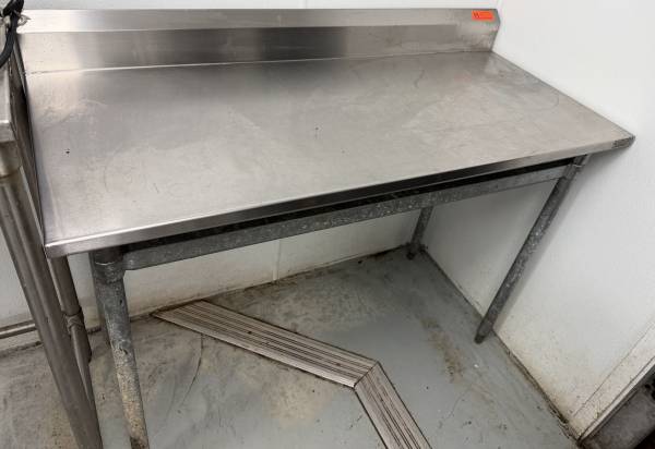 AUCTION Metal Kitchen Work Table w/ Backsplash 1