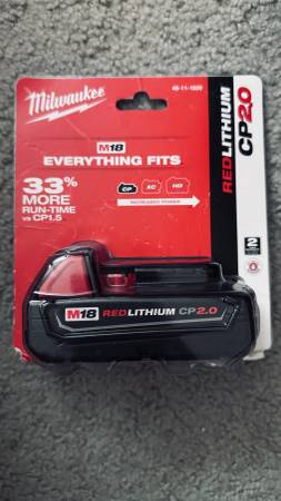 Milwaukee M18 18-Volt 2.0 Ah Lithium-Ion Compact Battery, New 1