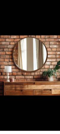 Solid Wood Round Wall Mirror 24-inch 1