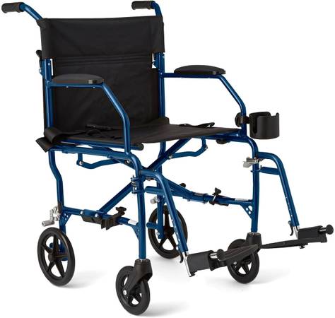 Medline Ultra Lightweight Transport Wheelchair for Adults, Foldable, 1 1
