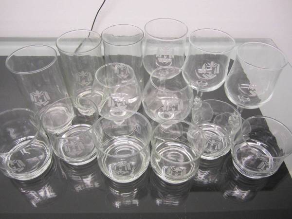 Glasses: Monogrammed sets -- Wine, Highball, Water-large&small, Cognac 1