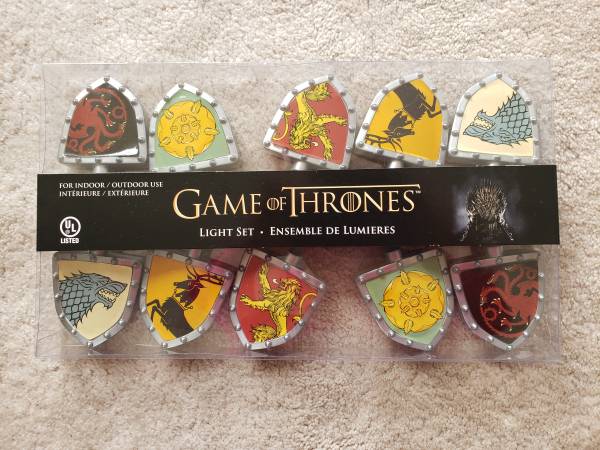KURT S. ADLER OFFICIALLY LICENSED GAME OF THRONES SHIELD 10 LIGHT SET 1
