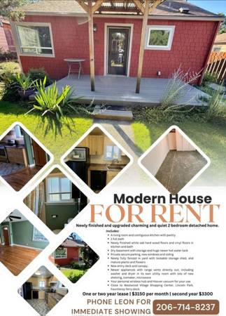 $2,625 / 2br - 900ft2 - 'Rent special' Comfortable House Renovated w nice garden 2 beds (Renton)64031135900162122