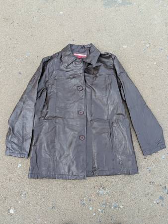 Vintage Patchwork Brown Leather Jacket By Haband Tudor Court Women’s L 1