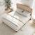 Queen Size Bed Frame with Button Tufted Wingback Headboard, Beige Modern Upholst 7 thumbnail