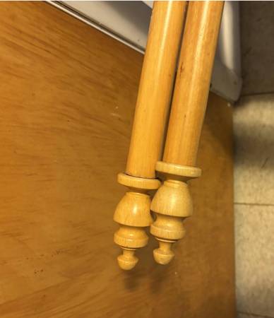 Kirsch golden oak drapery rods with end caps 1