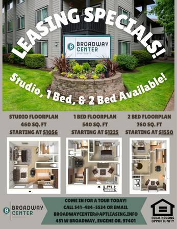 Look & Lease Specials! Come in for a tour of this lovely Studio today! 1