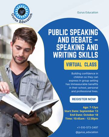 Public Speaking and Debate – Speaking and Writing Skills [Virtual] 1