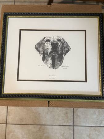 “Yellow Lab” signed, numbered and framed limited edition print by Herb Stras 1