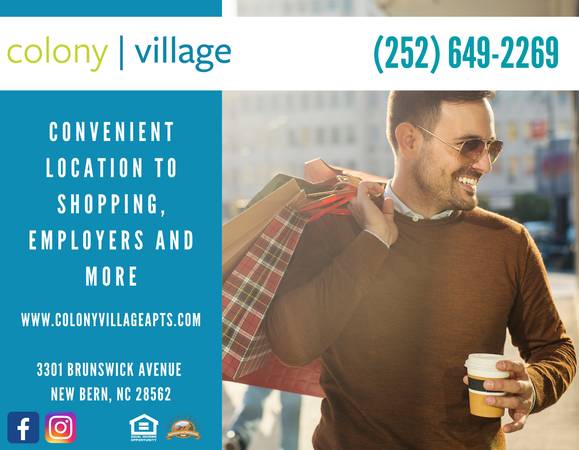 $1,215 / 2br - 850ft2 - Close to Downtown New Bern! @ Colony Village Apts (New Bern)63897185627267120