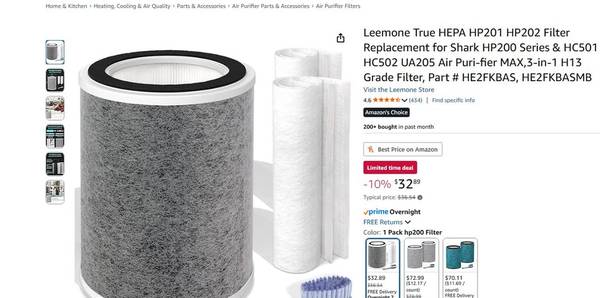 HP201 Air Purifier MAX Filter Compatible with Shark HP200 Series, 1