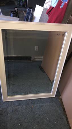 White Rectangular Framed Bathroom Vanity Mirror 1