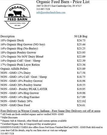 Freshly Milled Organic & NON-GMO Livestock Feed 1