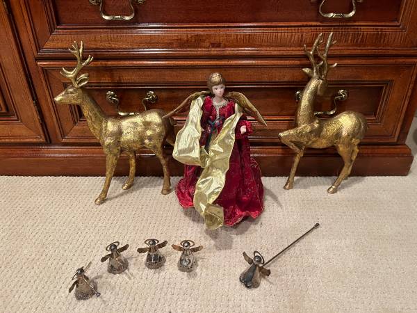 Christmas angel 2 reindeer, sterling candle snuffer and angels 1