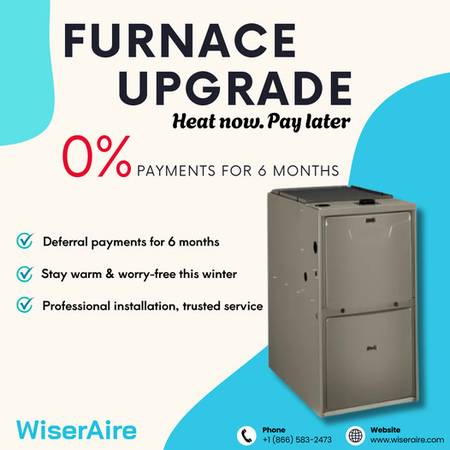 🔥 Furnace Upgrade – 0% Payments for 6 Months! – WiserAire HVAC 🔥 1