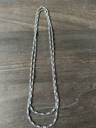 Silver Paperclip long chain Necklace- vintage 1