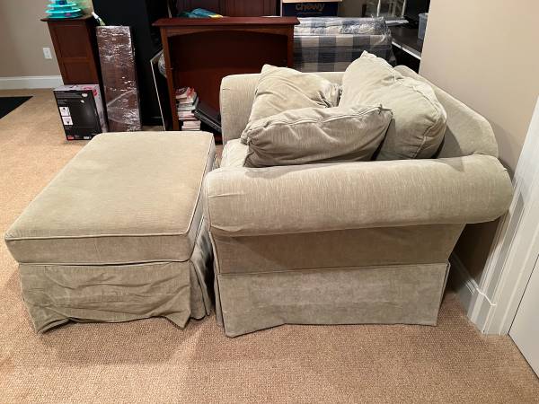 Pottery Barn big green chair (Arlington)