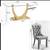 Solid Elegant Glass Dinning Table With Gold Base 4 Chairs 4 thumbnail
