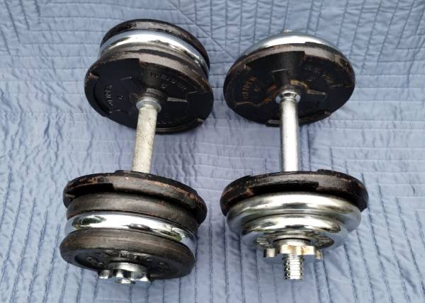 12 - 5 Lb Weights, 2 - 3 Lb Weights, 2- 2 Lb Bars And Collars 1
