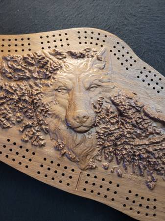 Black Walnut Wolf Van Isle Cribbage 1
