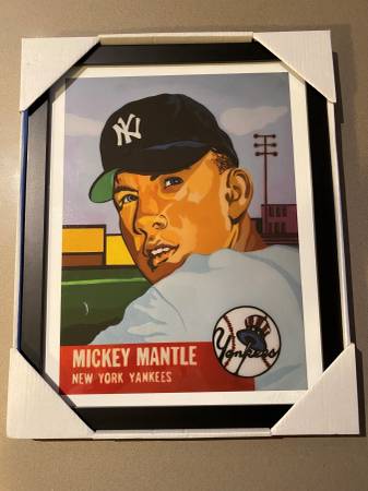 Mickey Mantle 1953 Topps framed artist's print 1