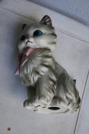 Vintage 1960s Big Eye Cat Kitten Japan Ceramic Pottery - antiques