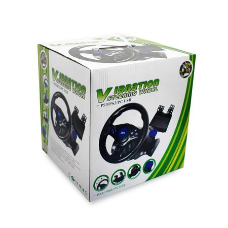 Racing Steering Wheel with Pedals and Shifters, Vibration Controller f 1