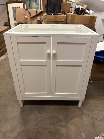 New 30” White Wooden Bath Vanity Cabinet 1