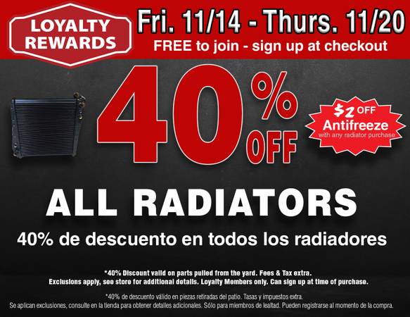 Weekly Special!! - 40% OFF All Radiators From the Yard 1