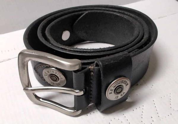 Vintage, wide black Remington 12 GA leather belt, 38" 1