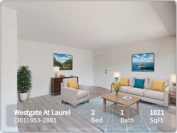 $1,895 / 2 habitaciones - 1021 pies² - ¡Descubre un tesoro escondido en Laurel! Tranquilo de 2 habitaciones, 1 baño (Laurel)63822293117953121