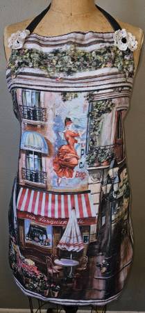 Handmade OSFM Regular Size France Themed Full Apron Paris Cooking Chef 1