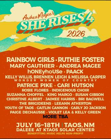 FS: She Rises IV Music Festival:  2 passes for July 17 and 18 TAOS 1